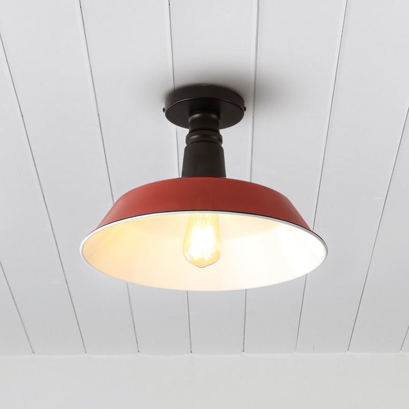 Camila 14"  Classic Industrial Indoor/Outdoor Iron LED Semi Flush Mount