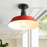 Camila 14"  Classic Industrial Indoor/Outdoor Iron LED Semi Flush Mount