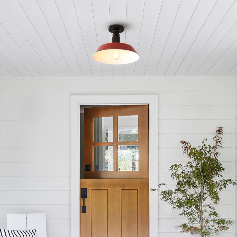 Camila 14"  Classic Industrial Indoor/Outdoor Iron LED Semi Flush Mount