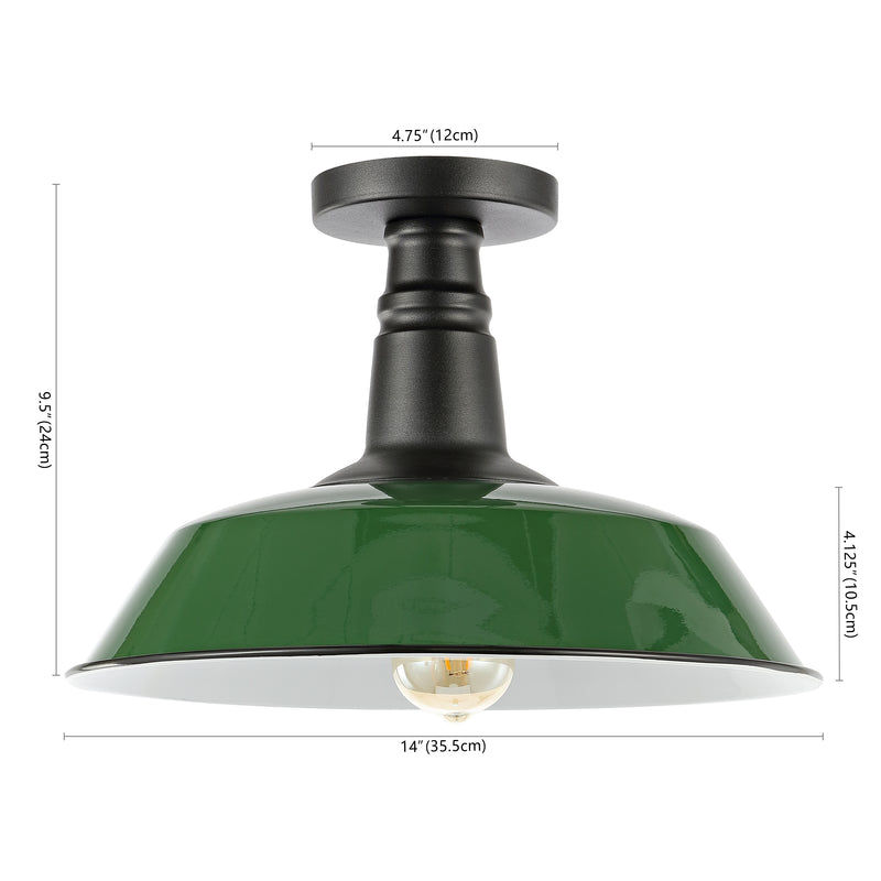 Camila 14"  Classic Industrial Indoor/Outdoor Iron LED Semi Flush Mount