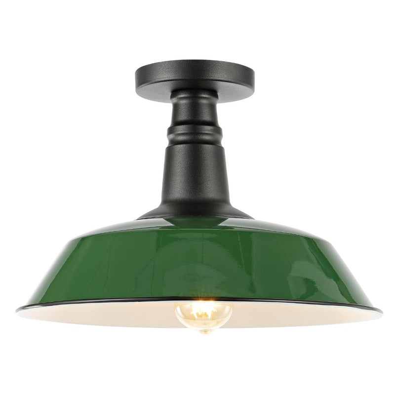 Camila 14"  Classic Industrial Indoor/Outdoor Iron LED Semi Flush Mount