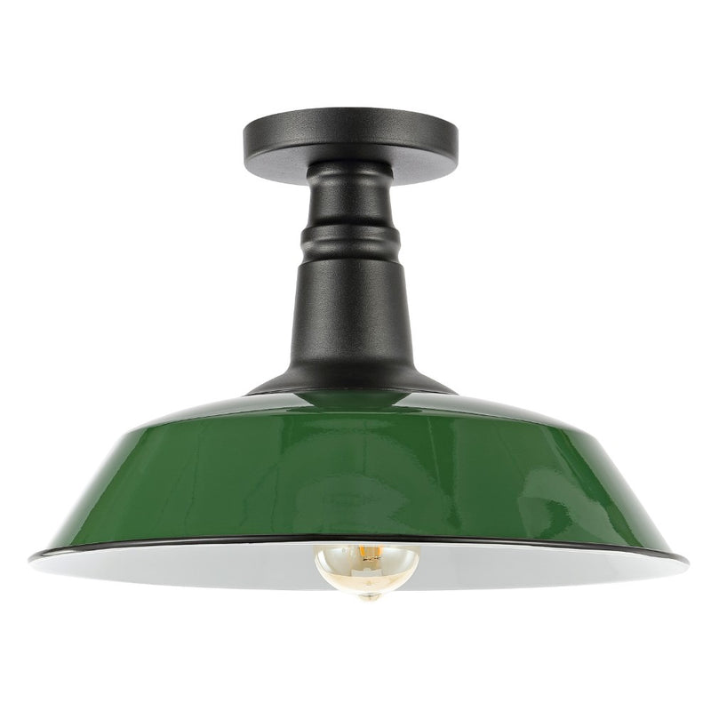 Camila 14"  Classic Industrial Indoor/Outdoor Iron LED Semi Flush Mount