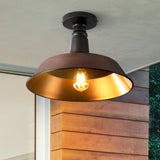 Camila 14"  Classic Industrial Indoor/Outdoor Iron LED Semi Flush Mount