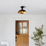 Camila 14"  Classic Industrial Indoor/Outdoor Iron LED Semi Flush Mount