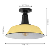 Camila 14"  Classic Industrial Indoor/Outdoor Iron LED Semi Flush Mount