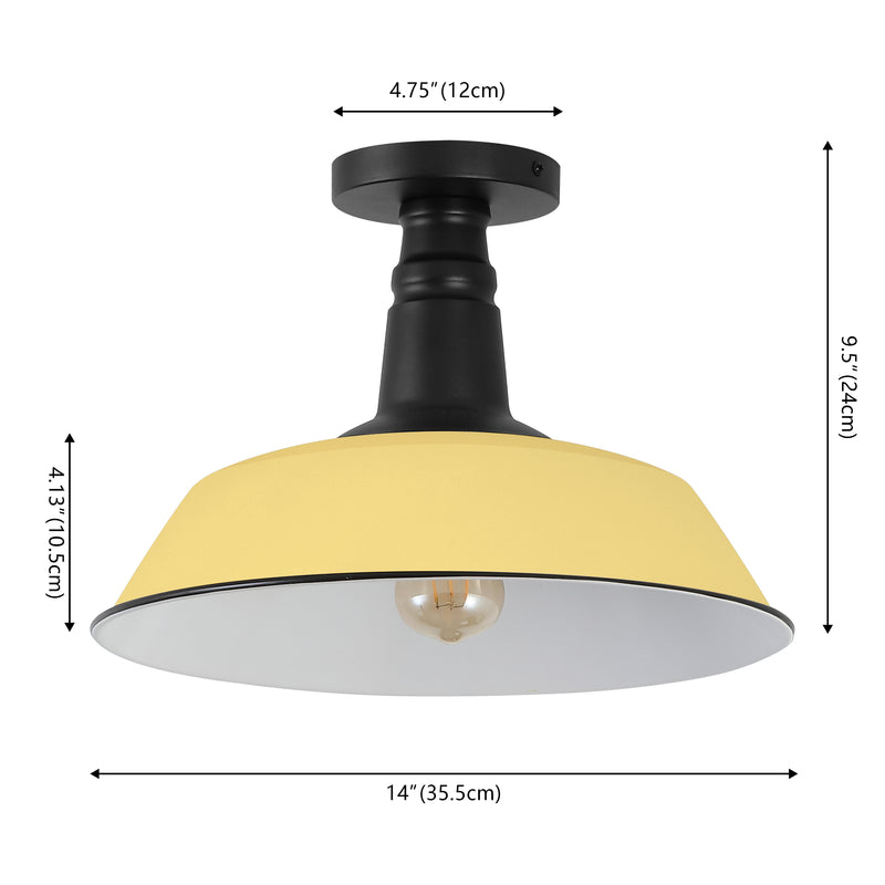 Camila 14"  Classic Industrial Indoor/Outdoor Iron LED Semi Flush Mount