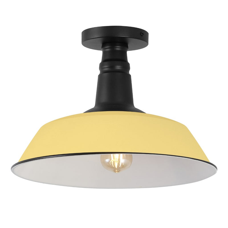 Camila 14"  Classic Industrial Indoor/Outdoor Iron LED Semi Flush Mount