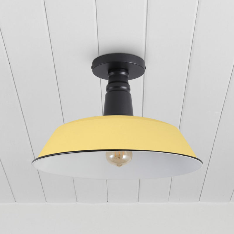 Camila 14"  Classic Industrial Indoor/Outdoor Iron LED Semi Flush Mount