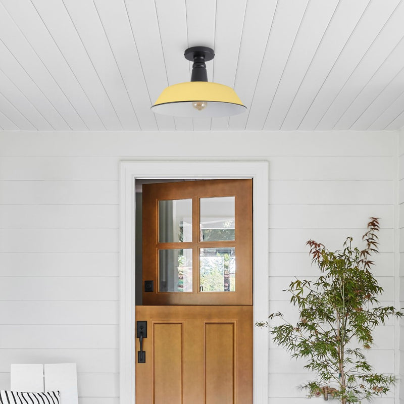 Camila 14"  Classic Industrial Indoor/Outdoor Iron LED Semi Flush Mount