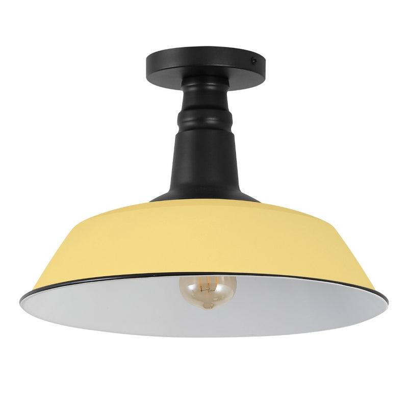 Camila 14"  Classic Industrial Indoor/Outdoor Iron LED Semi Flush Mount