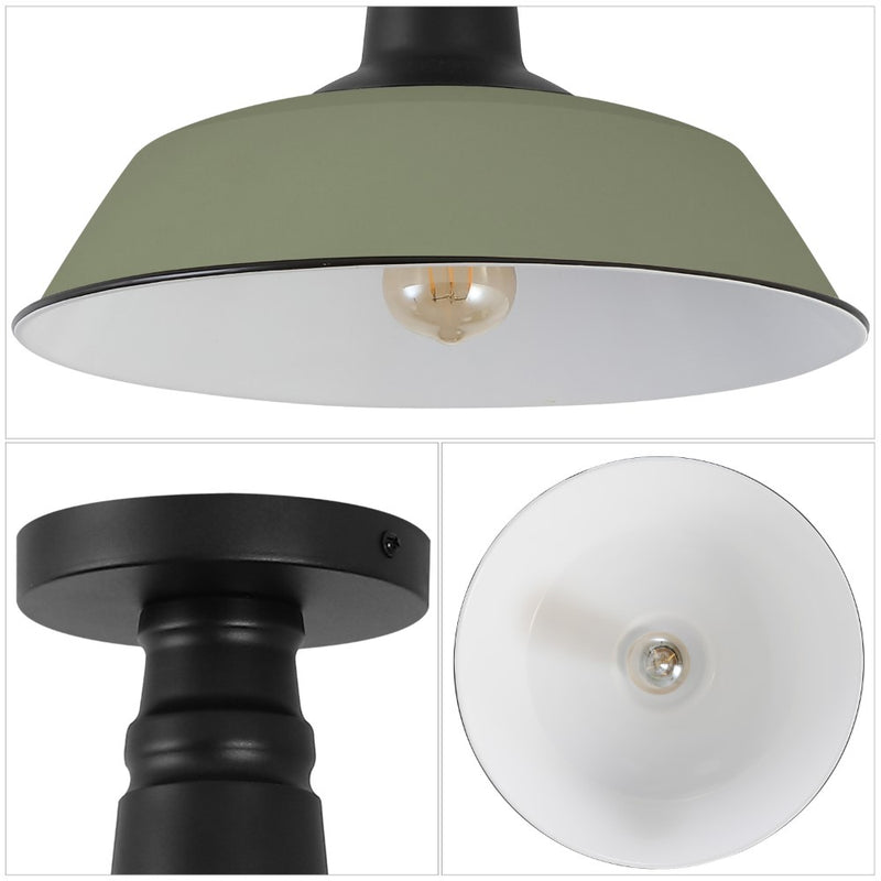 Camila 14"  Classic Industrial Indoor/Outdoor Iron LED Semi Flush Mount