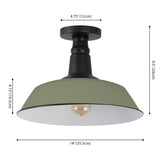 Camila 14"  Classic Industrial Indoor/Outdoor Iron LED Semi Flush Mount