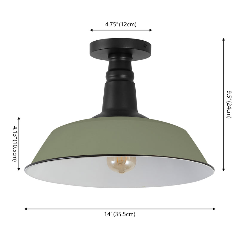 Camila 14"  Classic Industrial Indoor/Outdoor Iron LED Semi Flush Mount