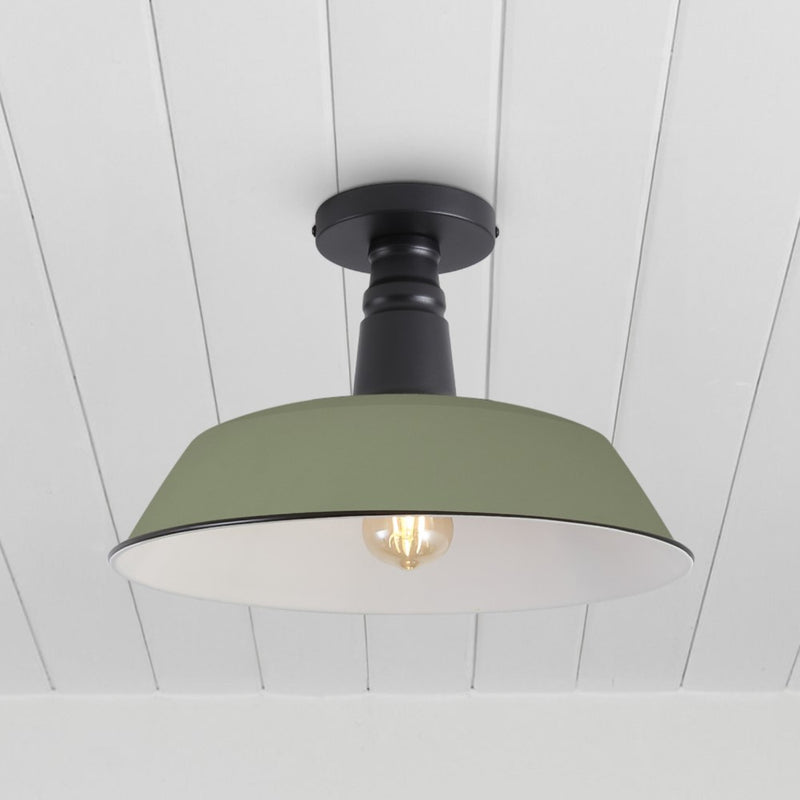 Camila 14"  Classic Industrial Indoor/Outdoor Iron LED Semi Flush Mount