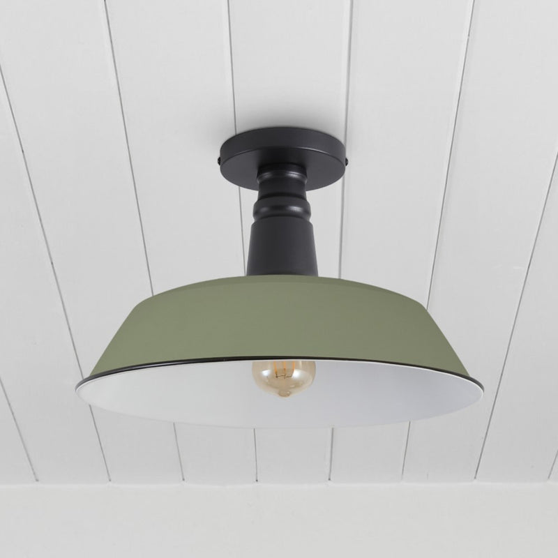 Camila 14"  Classic Industrial Indoor/Outdoor Iron LED Semi Flush Mount
