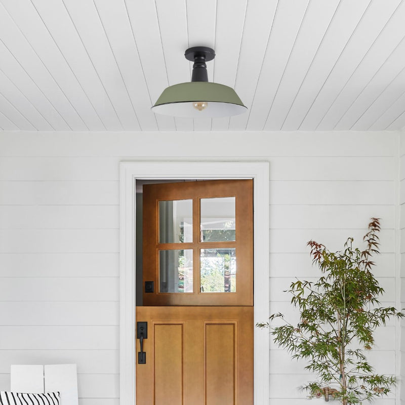 Camila 14"  Classic Industrial Indoor/Outdoor Iron LED Semi Flush Mount