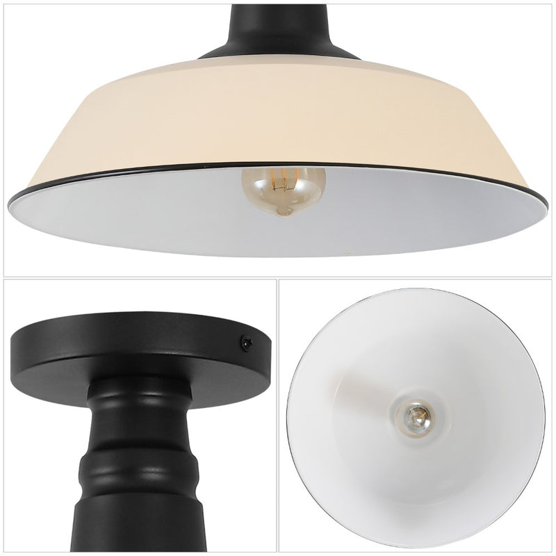 Camila 14"  Classic Industrial Indoor/Outdoor Iron LED Semi Flush Mount