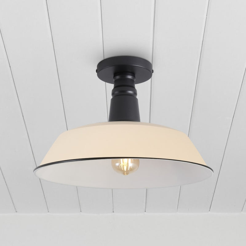 Camila 14"  Classic Industrial Indoor/Outdoor Iron LED Semi Flush Mount