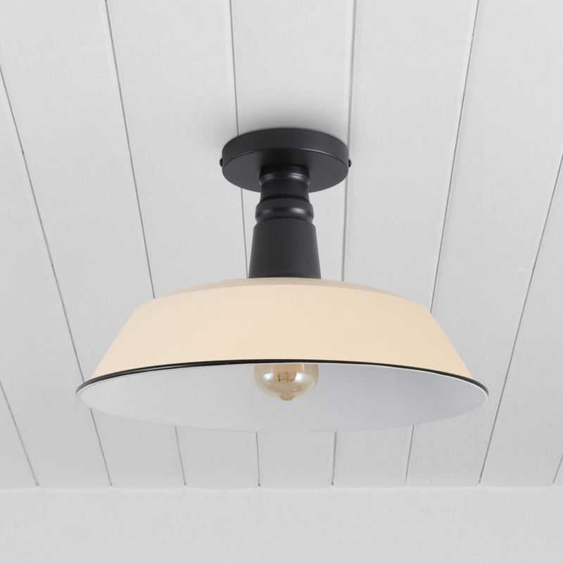 Camila 14"  Classic Industrial Indoor/Outdoor Iron LED Semi Flush Mount