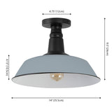 Camila 14"  Classic Industrial Indoor/Outdoor Iron LED Semi Flush Mount
