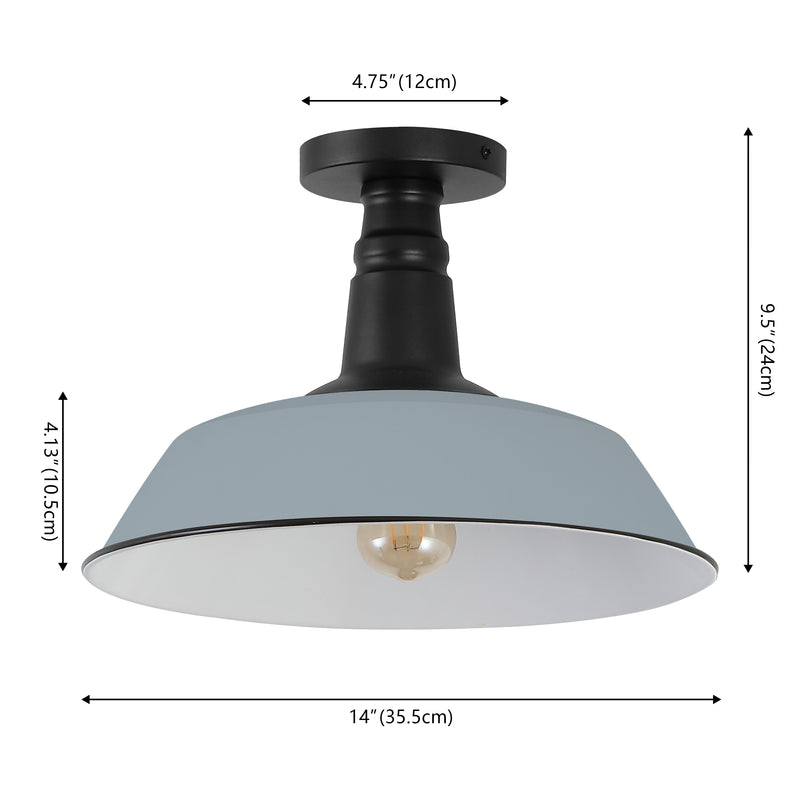 Camila 14"  Classic Industrial Indoor/Outdoor Iron LED Semi Flush Mount