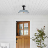 Camila 14"  Classic Industrial Indoor/Outdoor Iron LED Semi Flush Mount