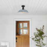 Camila 14"  Classic Industrial Indoor/Outdoor Iron LED Semi Flush Mount