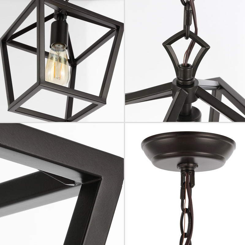 Oslin 8" Vintage Farmhouse Iron Chain Pagoda LED Pendant - JONATHAN Y