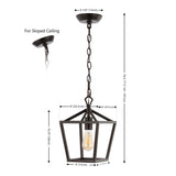 Oslin 8" Vintage Farmhouse Iron Chain Pagoda LED Pendant - JONATHAN Y