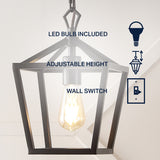 Oslin 8" Vintage Farmhouse Iron Chain Pagoda LED Pendant - JONATHAN Y