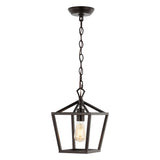 Oslin 8" Vintage Farmhouse Iron Chain Pagoda LED Pendant - JONATHAN Y