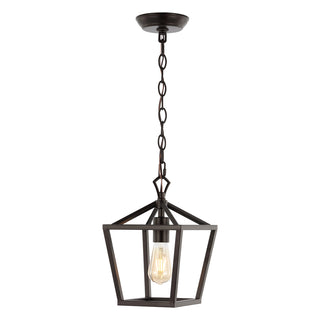 Oslin 8" Vintage Farmhouse Iron Chain Pagoda LED Pendant - JONATHAN Y