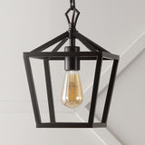 Oslin 8" Vintage Farmhouse Iron Chain Pagoda LED Pendant - JONATHAN Y