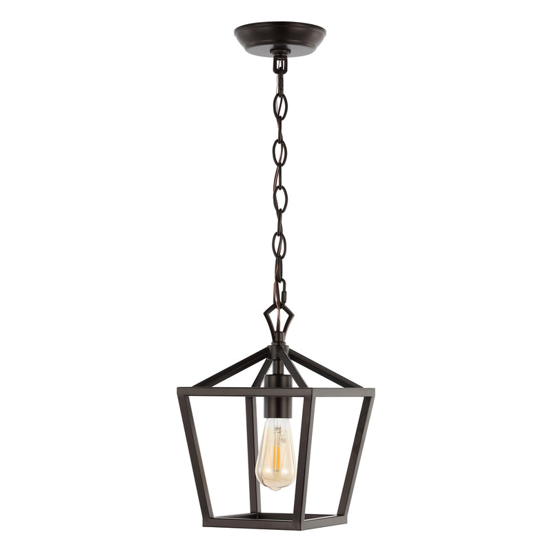 Oslin 8" Vintage Farmhouse Iron Chain Pagoda LED Pendant - JONATHAN Y