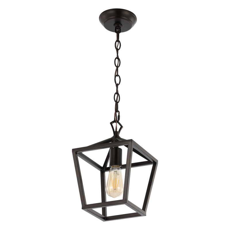 Oslin 8" Vintage Farmhouse Iron Chain Pagoda LED Pendant - JONATHAN Y