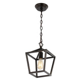 Oslin 8" Vintage Farmhouse Iron Chain Pagoda LED Pendant - JONATHAN Y
