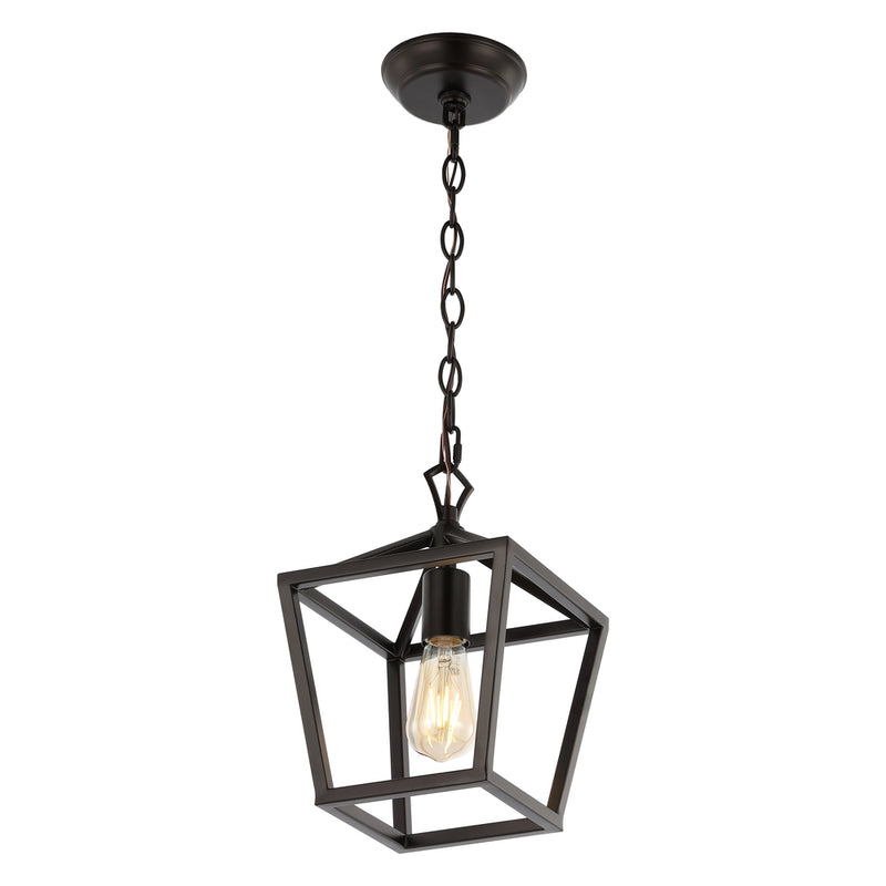 Oslin 8" Vintage Farmhouse Iron Chain Pagoda LED Pendant - JONATHAN Y