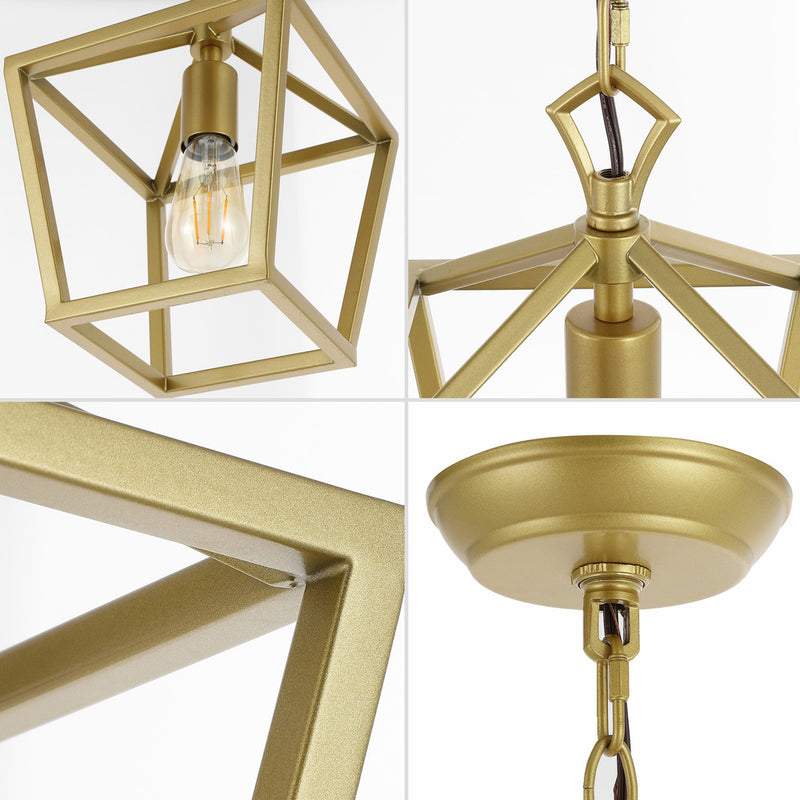 Oslin 8" Vintage Farmhouse Iron Chain Pagoda LED Pendant - JONATHAN Y