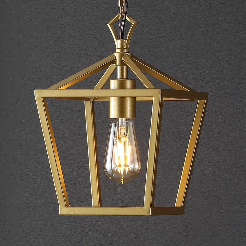 Oslin 8" Vintage Farmhouse Iron Chain Pagoda LED Pendant - JONATHAN Y