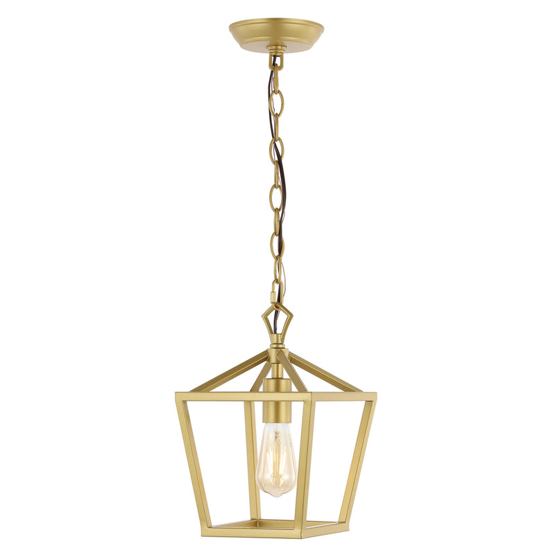 Oslin 8" Vintage Farmhouse Iron Chain Pagoda LED Pendant - JONATHAN Y