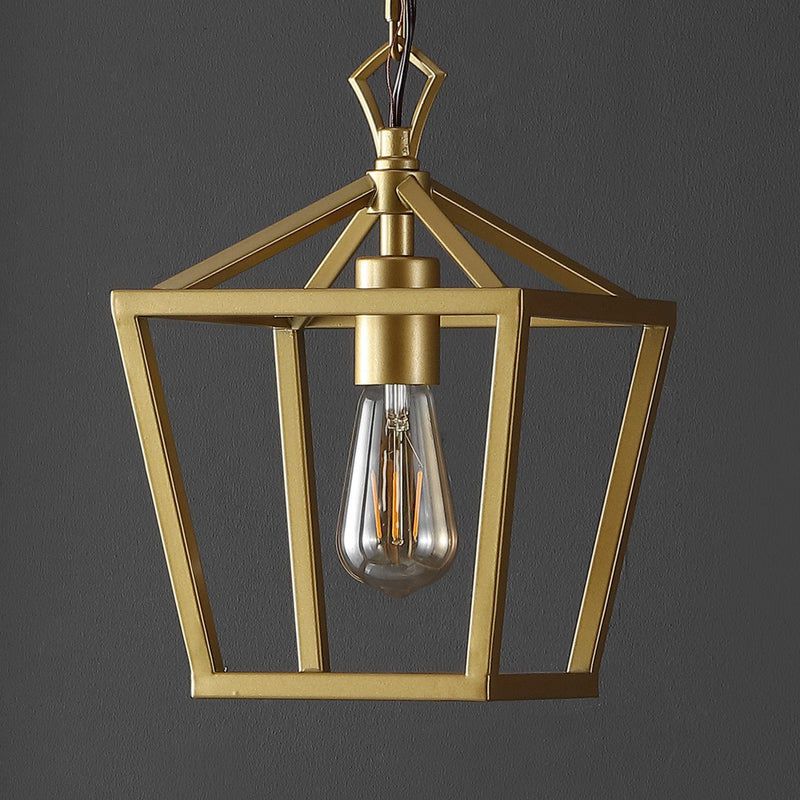 Oslin 8" Vintage Farmhouse Iron Chain Pagoda LED Pendant - JONATHAN Y