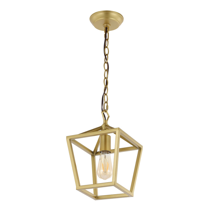 Oslin 8" Vintage Farmhouse Iron Chain Pagoda LED Pendant - JONATHAN Y