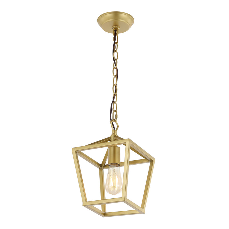 Oslin 8" Vintage Farmhouse Iron Chain Pagoda LED Pendant - JONATHAN Y