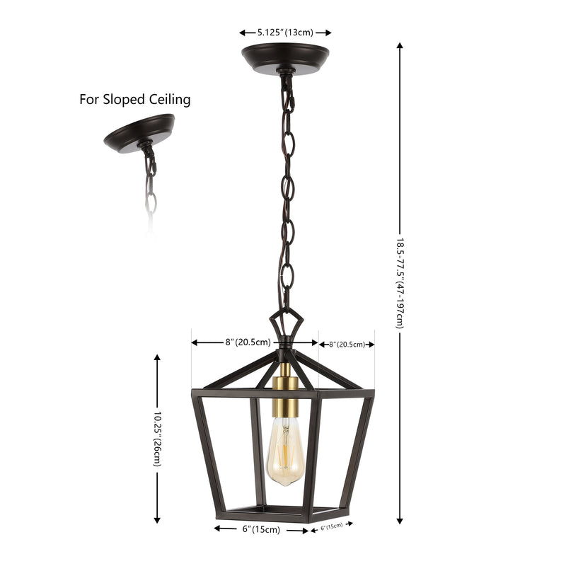 Oslin 8" Vintage Farmhouse Iron Chain Pagoda LED Pendant