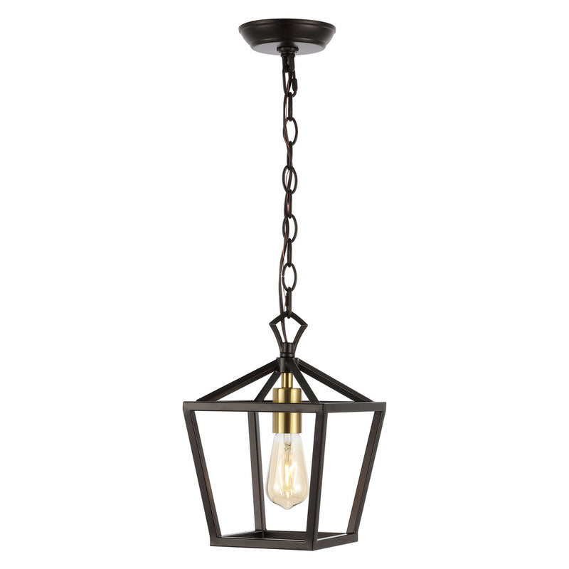 Oslin 8" Vintage Farmhouse Iron Chain Pagoda LED Pendant