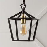 Oslin 8" Vintage Farmhouse Iron Chain Pagoda LED Pendant - JONATHAN Y