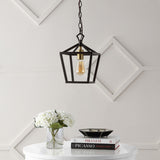 Oslin 8" Vintage Farmhouse Iron Chain Pagoda LED Pendant - JONATHAN Y