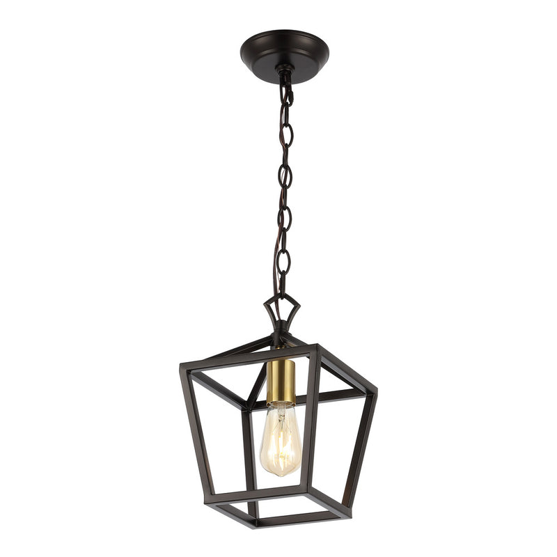 Oslin 8" Vintage Farmhouse Iron Chain Pagoda LED Pendant - JONATHAN Y