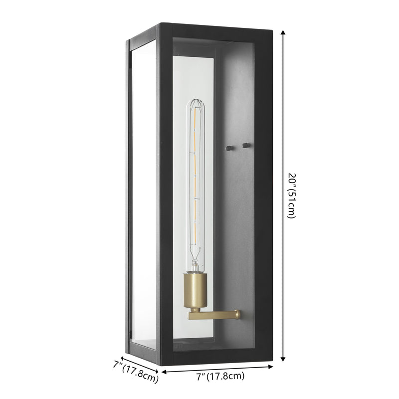Berlin Iron/Glass Modern Industrial LED Outdoor Lantern - JONATHAN Y