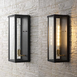 Berlin Iron/Glass Modern Industrial LED Outdoor Lantern - JONATHAN Y